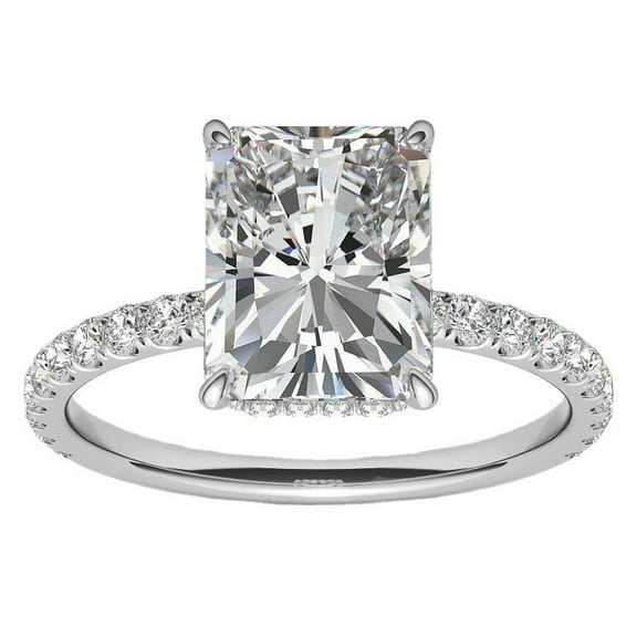 Radiant Cut 3/4 Carat Moissanite Rings for Women S925 Sterling Silver D Color Lab Grown Diamond Wedding Ring for Bride Diamond Promise Ring Fiancee Wife Anniversary Rings