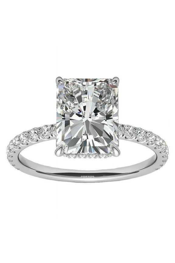Radiant Cut 3/4 Carat Moissanite Rings for Women S925 Sterling Silver D Color Lab Grown Diamond Wedding Ring for Bride Diamond Promise Ring Fiancee Wife Anniversary Rings