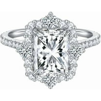 Radiant Cut 6.76 Carat Moissanite Wedding Ring for Women Engagement Rings for Women Diamond 18K White Gold Plated 925 Sterling Silver Moissanite Diamond Promise Ring Womens Diamond Rings