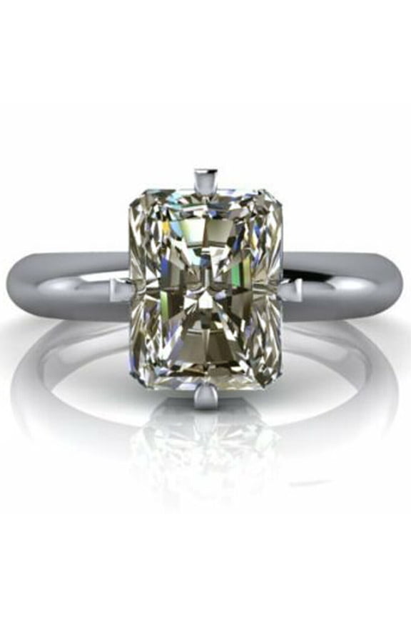 Radiant Cut Diamond Ring, Solitaire Diamond Engagement Ring, Euro Shank Ring, Women's Single Diamond Ring, Proposal Ring, 925 Sterling Silver, 1.5 Ct Simulated Diamond