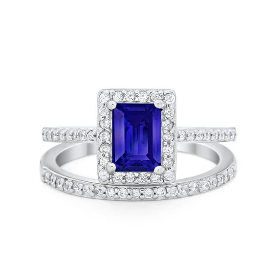 Radiant Cut Engagement Ring Simulated CZ 925 Sterling Silver Size 6