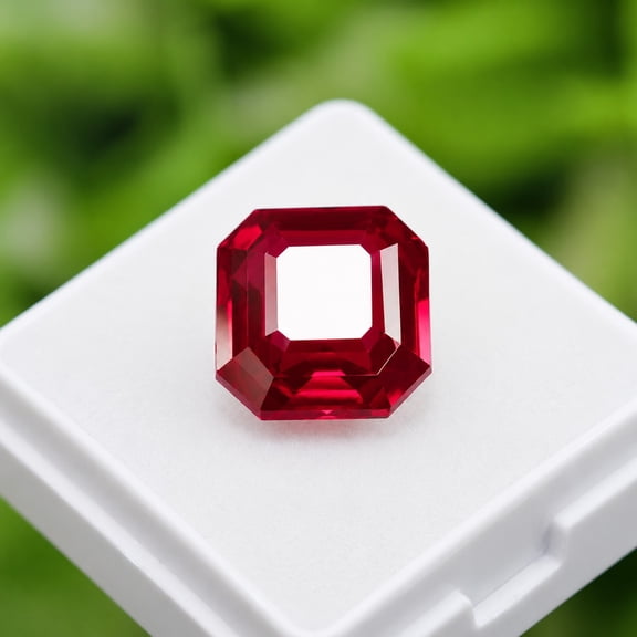 Radiant Cut Red Ruby Loose Gemstone, Faceted Octagon Ruby Stone for Ring Pendant Necklace Jewelry Making