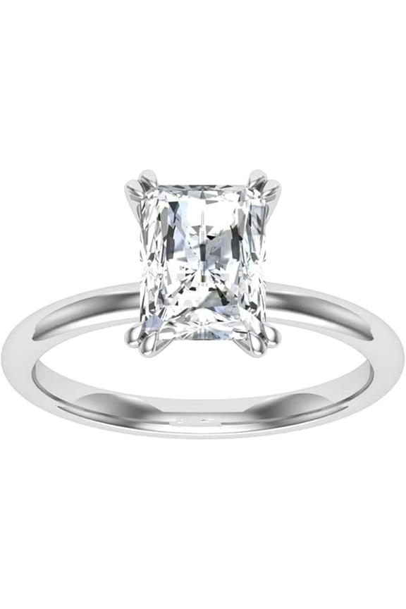 Radiant Cut Solitaire Engagement Ring, 14K White Gold, Lab Grown Diamond, Classic Prong Setting RIng
