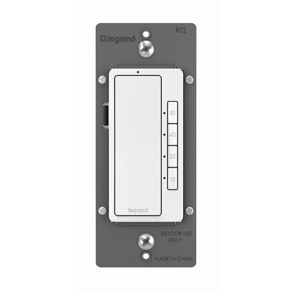 Radiant Digital Countdown Timer Rocker Light Switch, For Home Lighting Control, with Locator & Time Indicator, 60/40/20/10 Minute Settings, RT2WCCV4, White, 1 Count