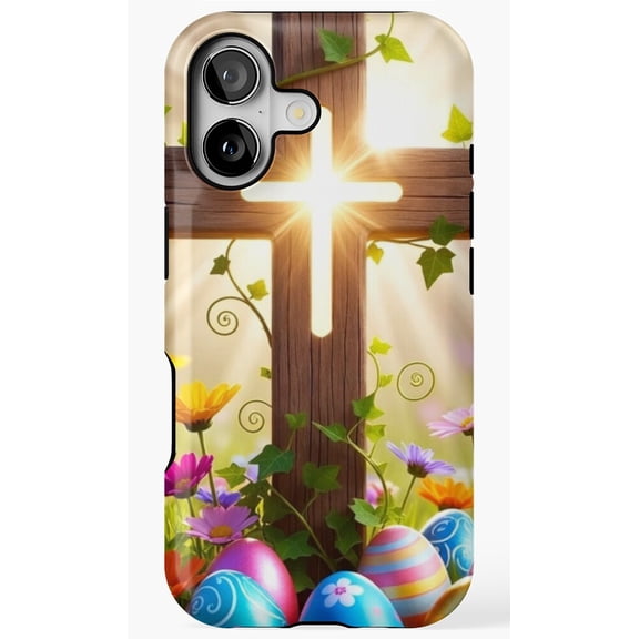 Radiant Easter Cross Spring Meadow Phone Case for iPhone 11 12 13 14 15 16 17 Pro Max