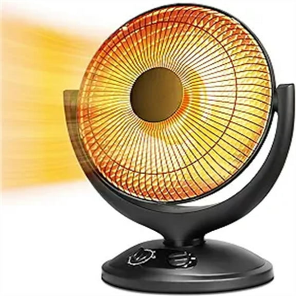 Radiant Electric Space Heater with tat and Timer, 1000W/400W Portable Dish Heaters for Indoor Use, Overheat and Tip Over Protection, Quiet Heater Fan for Bedroom Office Desk Home