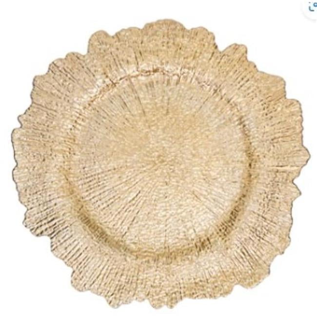 Radiant Gold Textured Starburst Charger Plates, Set of 4