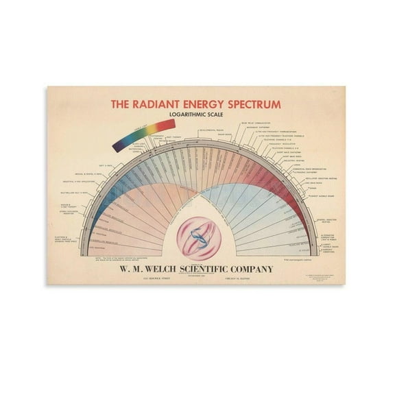 Radiant Energy Spectrum Electromagnetic Radiation Chart Poster Physics Classroom Wall Art for Living Room Bedroom Decor