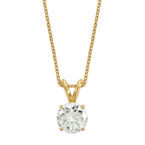 Radiant Fire 14 Karat Yellow Gold Certified Lab Grown 3/4 Ct Round Diamond, SI1/SI2 clarity, G H I color Solitaire Necklace
