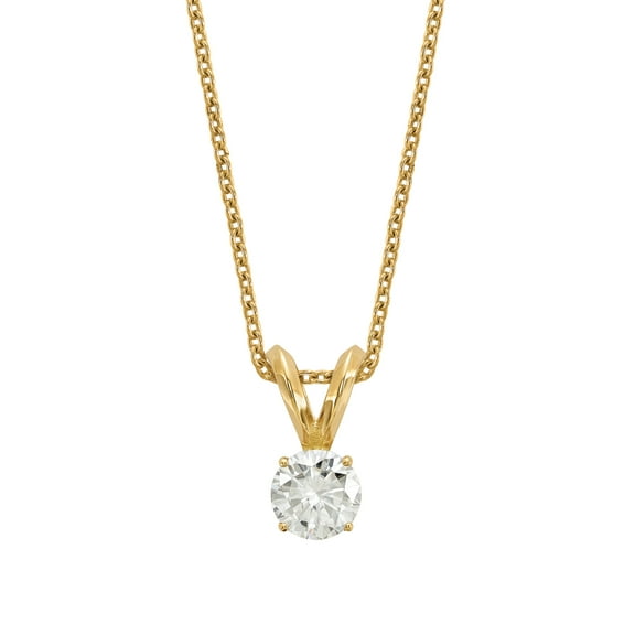 Radiant Fire 14 Karat Yellow Gold Lab Grown 1/3 Ct Round Diamond , VS/SI clarity, D E F Color Solitaire Necklace