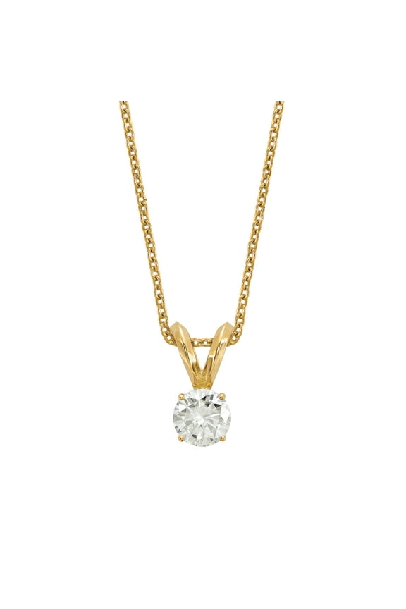 14 Karat Yellow Gold Lab Grown 1/3 Ct Round Diamond , VS/SI clarity, D E F Color Solitaire Necklace
