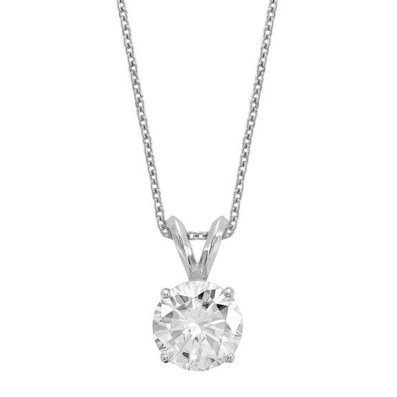Radiant Fire Certified Lab Grown 1 Ct Round Diamond Solitaire Necklace, SI1/SI2 clarity, G H I color, in 14K White Gold