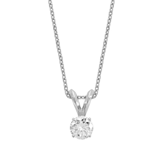 Radiant Fire Lab Grown 1/3 Ct Round Diamond Solitaire Necklace, VS/SI Clarity, D E F Color, In 14 Karat White Gold