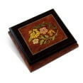 thumbnail image 1 of Radiant Floral Glossy Wood Inlay Box with Rosewood Border, Classy & Beautiful - Funiculi Funicula, 1 of 2