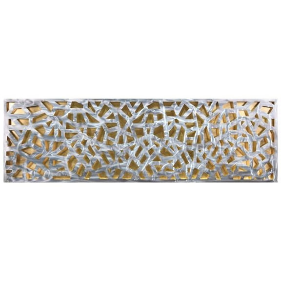Radiant Fusion Gold Leaf encased on a 3D Polished Steel Abstract Metal Wall Art