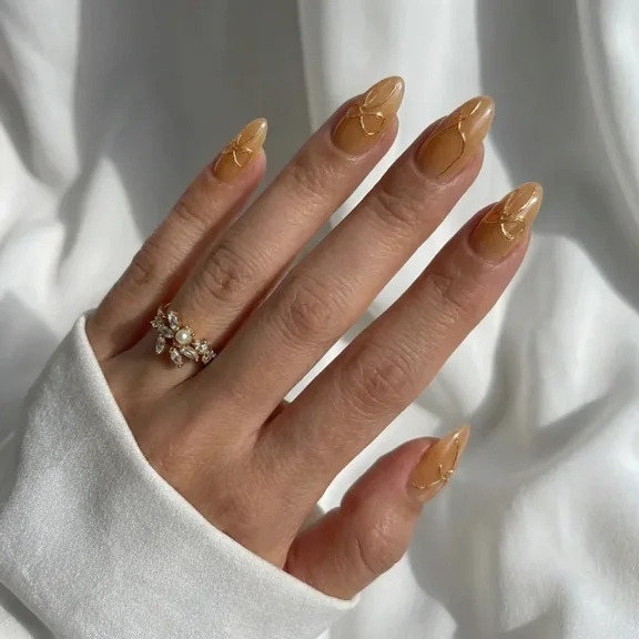 Radiant Gold Almond Nails - Press On Nails