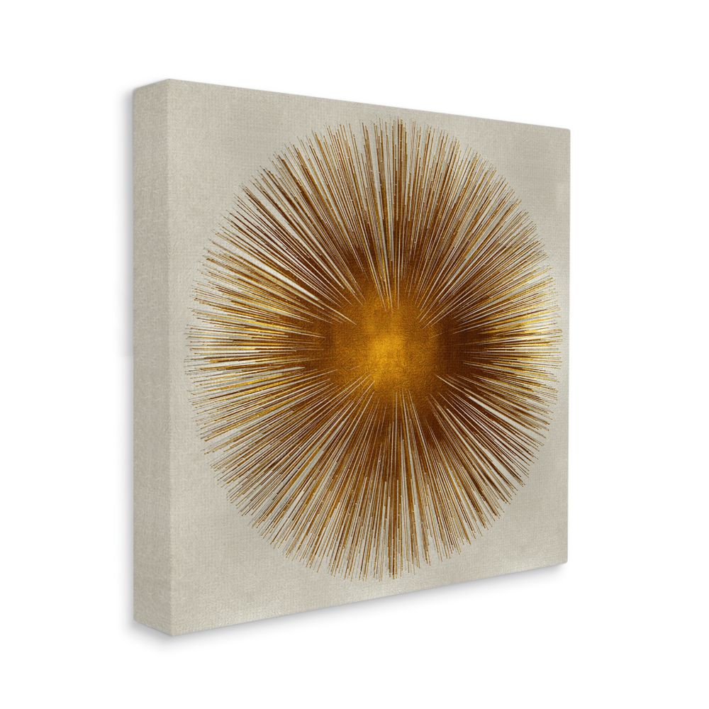Radiant Gold Orb Abstract Shape Design Abstract Gallery-Wrapped Canvas Print Wall Art, 17x17