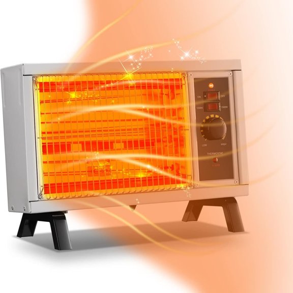 Radiant Heater Electric Space Heater Fast Heating with Adjustable tat, Portable Indoor Heater with Handle Quiet1250W/1500W for Office Home Garage Bedroom