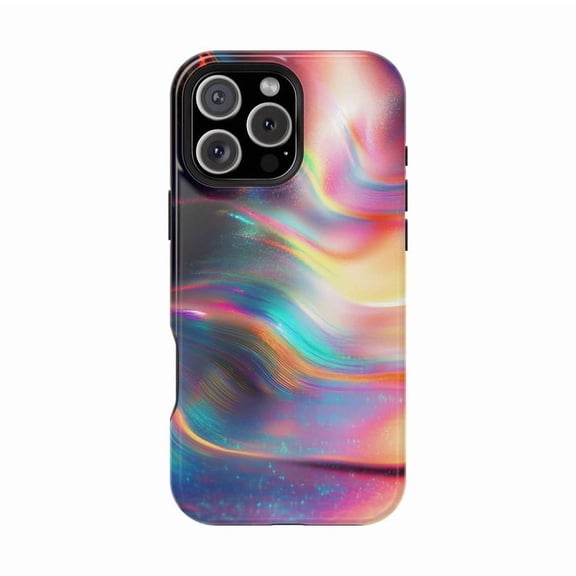 Radiant Iridescent Fluid Glitch Luminous Wave Pattern Case with iPhone 17 to 11 Pro Max
