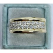 Radiant Jewelry 2.00 Ct Round Lab Created CZ Diamond Men's Wedding Band Ring 10K Yellow Gold Plated