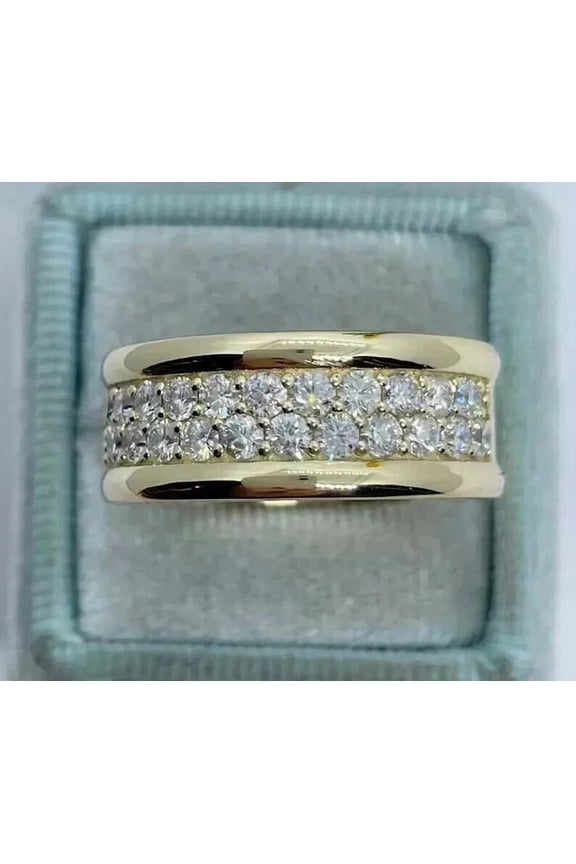 2.00 Ct Round Lab Created CZ Diamond Men's Wedding Band Ring 10K Yellow Gold Plated