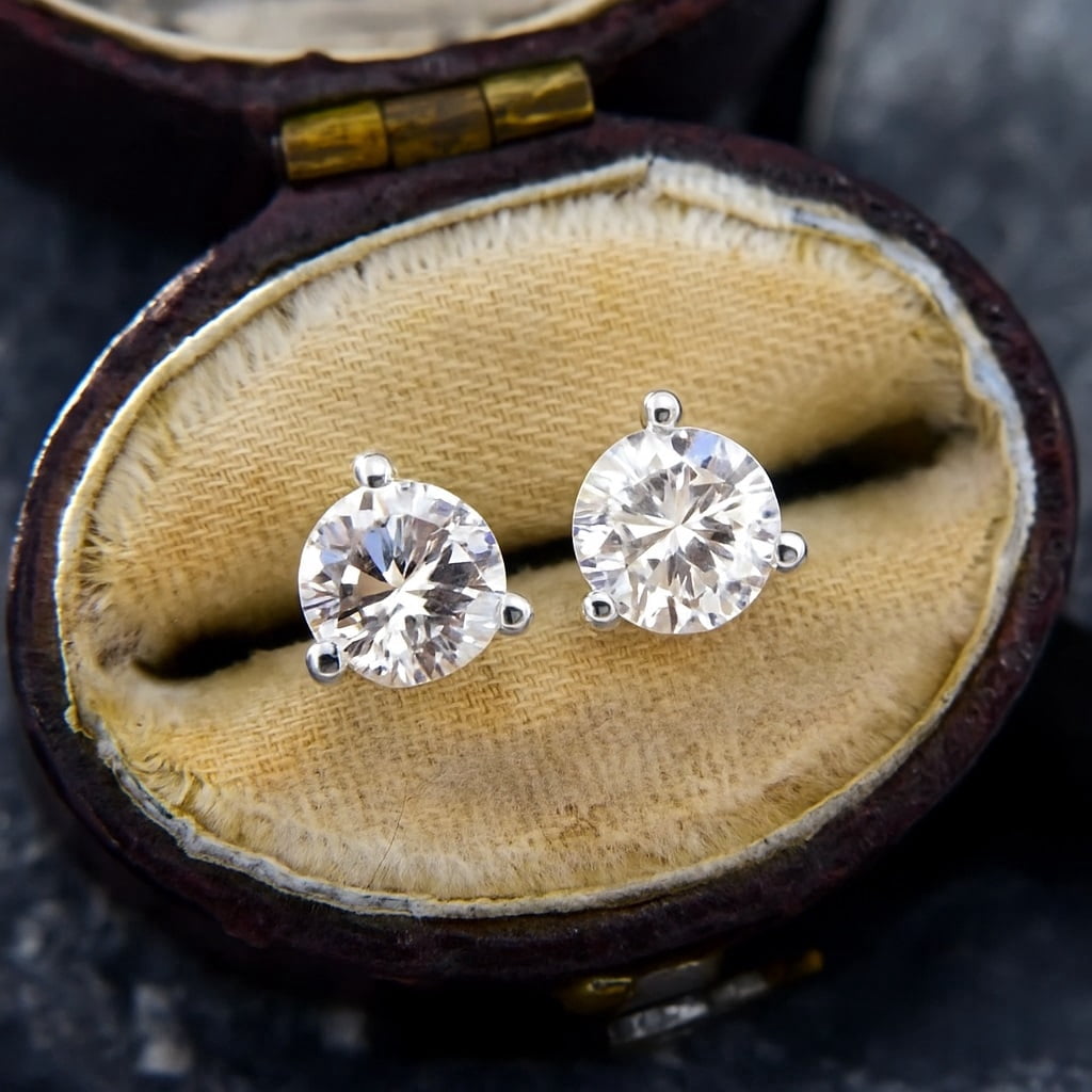Radiant Jewelry 3 Prong Solitaire Stud Earrings 2CT Moissanite Screw Back 925 Silver -GRA Certified D/VVS1 6.5mm