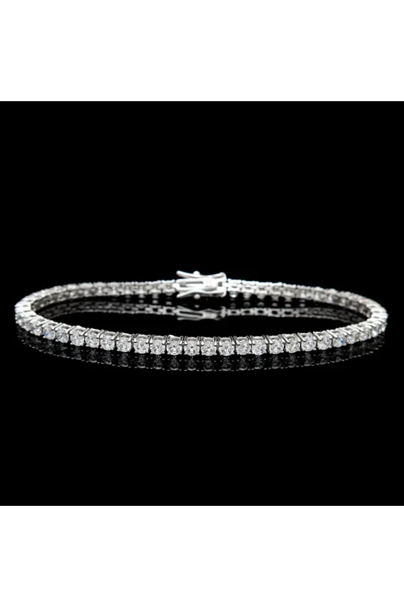 6.00 CTW Round Simulated CZ Diamond Tennis Bracelet for Women, 925 Sterling Silver, 14K White Gold Plated