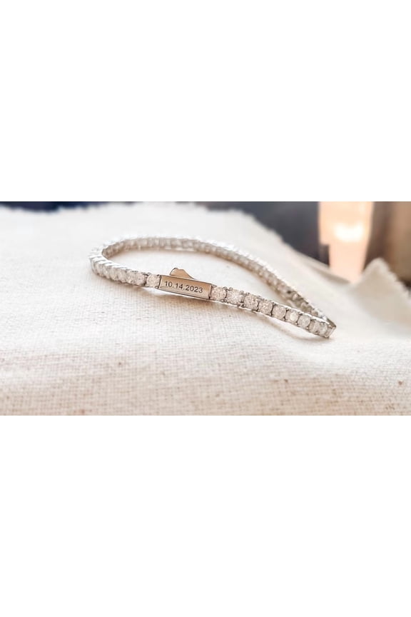 8 CTW Simulated CZ Diamond Tennis Bracelet, Personalized Gift for Her, 925 Sterling Silver, 14K White Gold Plated, 7Inch