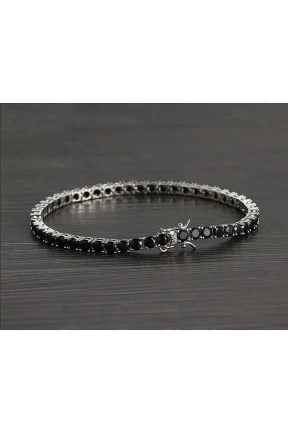 8Ct Round Simulated Black Diamond Women 7" Tennis Bracelet in 14K White Gold Plated