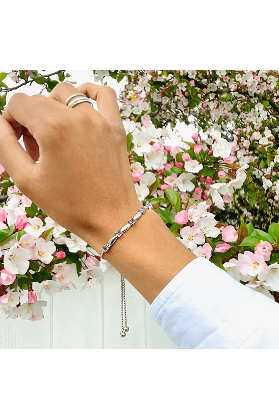 Women’s Sterling Silver Adjustable Bolo Bracelet with Amethyst – February Birthstone Gift