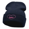 thumbnail image 1 of Radiant Love Embroidered Long Knitted Beanie - Navy OSFM, 1 of 5