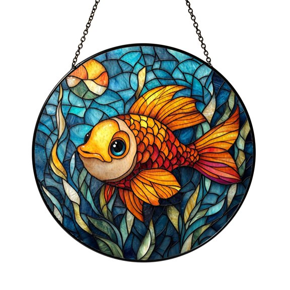 Radiant Ocean Starfish Suncatcher Round Circle Panel Present Decor