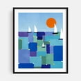 thumbnail image 1 of Radiant Ocean Voyage - India Illustration Sailboat Geometric Nautical Modern Art Abstract Seascape Summer Black Framed Wall Art Print 9 x 12 inches, 1 of 4