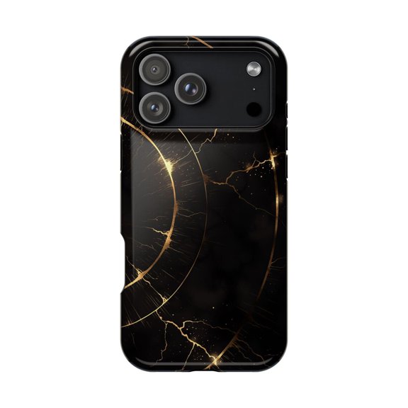 Radiant Orbit Obsidian Kintsugi Circle Minimalist Sacred Geometry Abstract Case form with iPhone 17 to 11 Pro Max Z00544