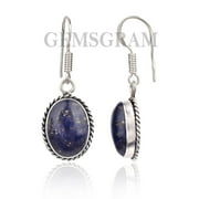 GEMSGRAM Radiant Oval Lapis Lazuli Earrings in Sterling Silver | Mesmerizing Blue Brilliance