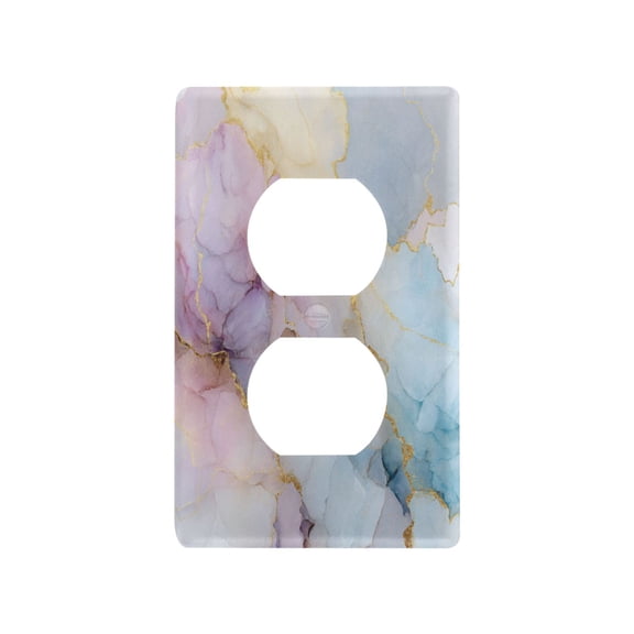 Radiant Pastel Marble Art Decorative Wall Plate, Flame Retardant PC Plastic Light Switch & Outlet Cover with Mounting Screws Fits Duplex Outlets