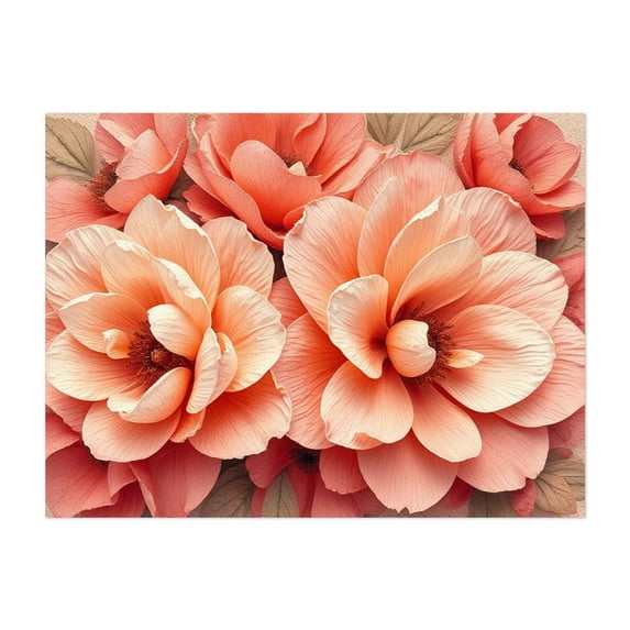 Radiant Peach Bloom Medley - Illustration Floral Flowers Botanical Garden Pastel Nature Unframed Wall Art Print 5 x 7 inches