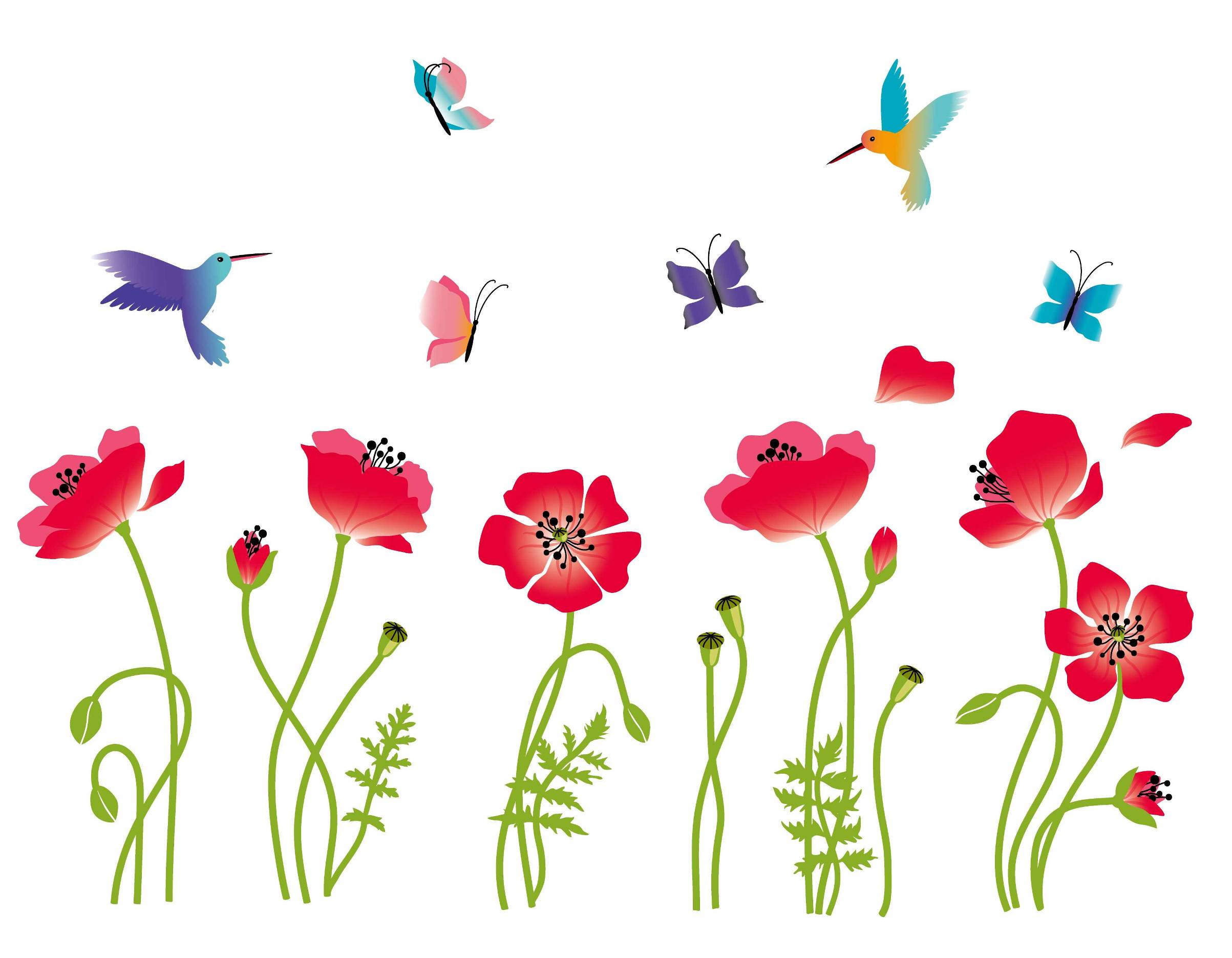 Radiant Poppies Nursery/Kids Room Peel & Stick Wall Decals - Walmart.com
