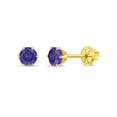 thumbnail image 1 of Radiant Prong Simulated Amethyst Toddler Earrings Safety Screw Back - 14k Gold, 1 of 9
