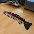 thumbnail image 1 of Radiant Rainbow Rug Collection – Handcrafted Nature-Inspired Wool Rugs, Eco-Friendly New Zealand Wool, Non-Slip Backing, Trout Pike Brookie Bugger Steelhead Designs, 12” 24” 36” Sizes, 1 of 13
