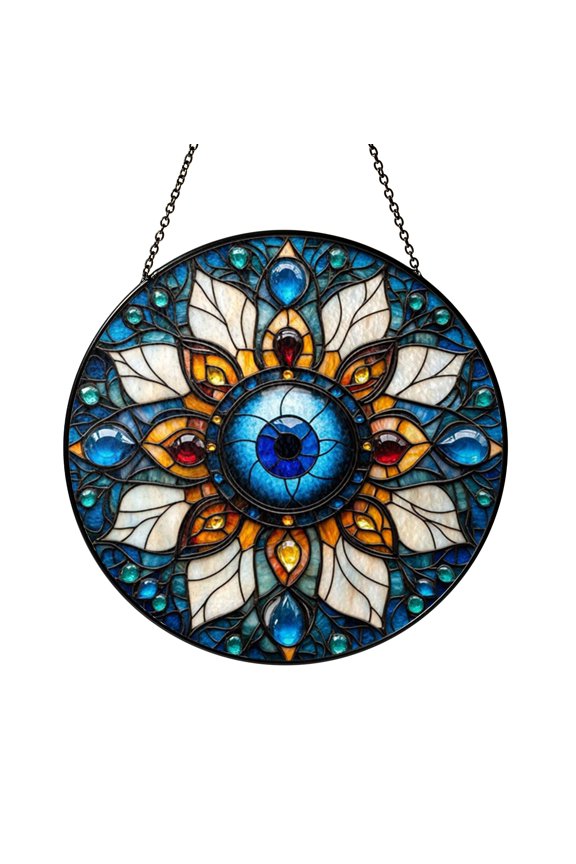 Radiant Reflections Decorative Stained Glass Window Art Featuring Colorful Light Effects, Elegant Hanging Accent Piece