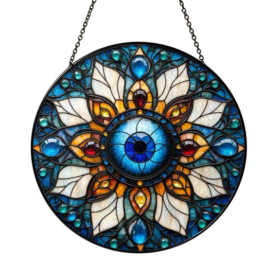 Radiant Reflections Decorative Stained Glass Window Art Featuring Colorful Light Effects, Elegant Hanging Accent Piece