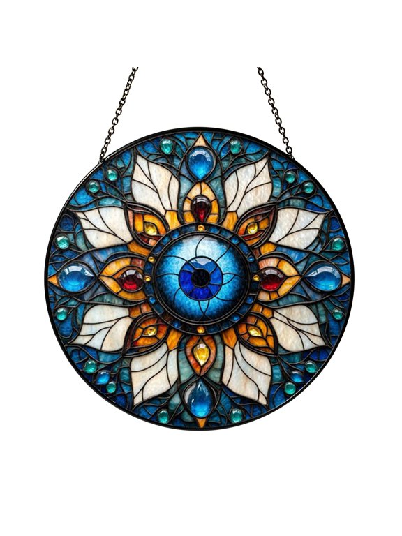 Radiant Reflections Decorative Stained Glass Window Art Featuring Colorful Light Effects, Elegant Hanging Accent Piece