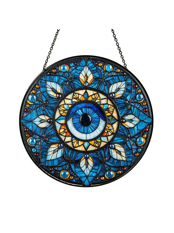 Radiant Reflections Stained Glass Art Panel with Light Catching Color Patterns, Decorative Window Hanging for Home Decor