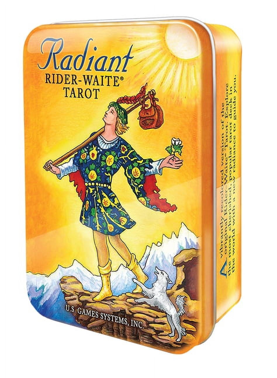 Pamela Colman Smith Radiant Rider-Waite Tarot in a Tin Classic Card Game, 78 Pieces