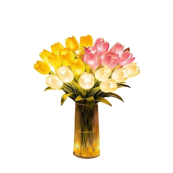 Radiant Romantic Tulip Light, 15 Pcs Twinkling Led Tulips That Never Fade, Tulips Artificial Flowers With Lights, Adjustable Stems For Bedroom Bedside Decor & Gift