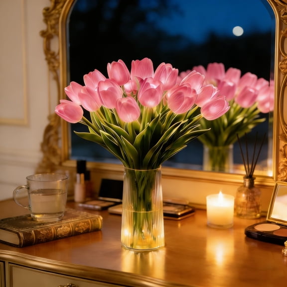 Radiant Romantic Tulip Light, Twinkling Tree Tulips 15PCS Led Tulip Flower Light that Never Fade, Tulips Artificial Flowers Lamp for Home Decor Gift