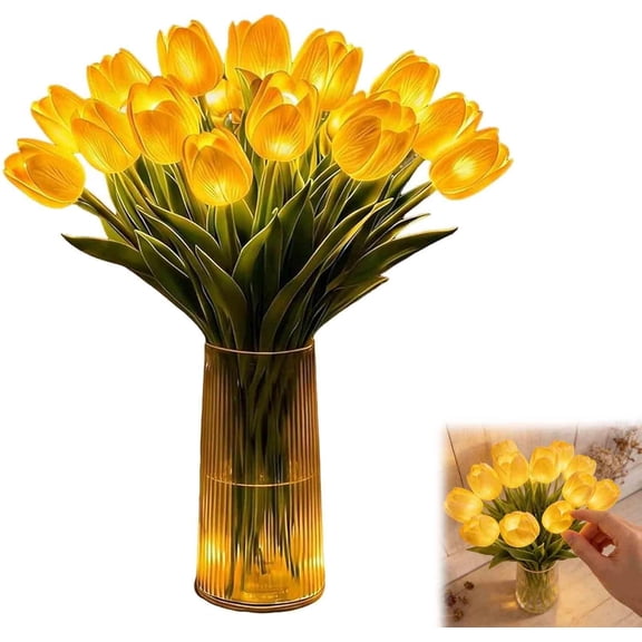 Radiant Romantic Tulip Light with a Vase, 15 PCS Twinkling Tree Tulips Led Night Light that Never Fade, 2026 New Flower Shaped Ambient Night Lamp for Bedroom Bedside Decor & Gift