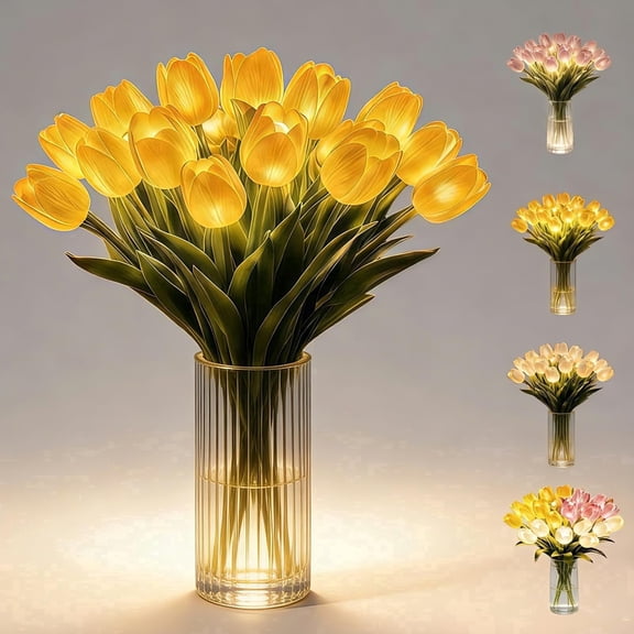 Radiant Romantic Tulip Light, 15pcs Twinkling Tree Tulips, Tulips Artificial Flowers Lights That Never Fade, Cute Tulip Lamp For Easter Home Kitchen Wedding Dining