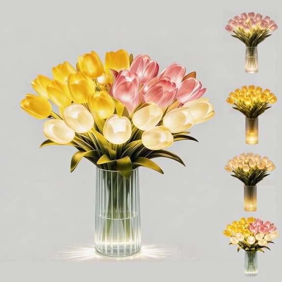 Radiant Romantic Tulip Light, 15pcs Twinkling Tree Tulips, Tulips Artificial Flowers Lights That Never Fade, Cute Tulip Lamp For Easter Home Kitchen Wedding Dining
